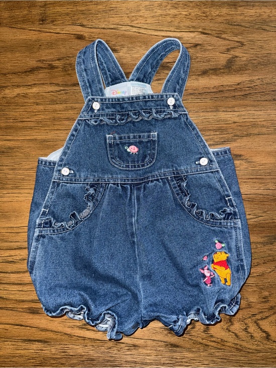 Disney Other - Winnie the Pooh Ruffled Overalls Blue Denim Vintage y2k Disney